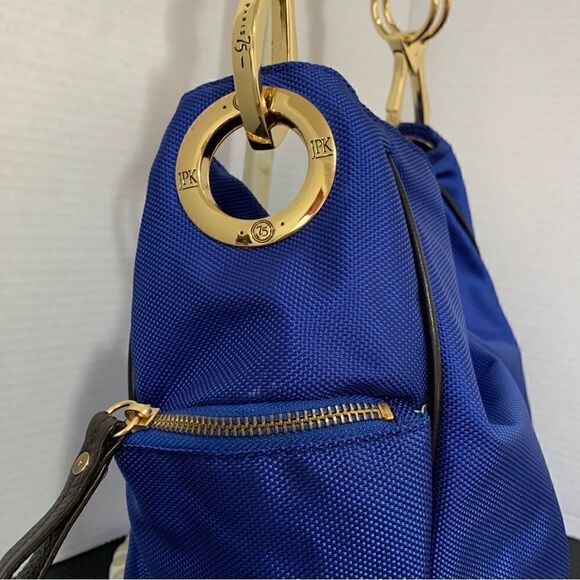JPK Paris 75 Blue Nylon Tote With Braided Leather Handles + Gold Hardware - Picture 5 of 7